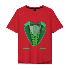 Мужская футболка хлопок Oversize с принтом Ирландский костюм , 100% хлопок | свободный крой, круглый ворот, “спинка” длиннее передней части | st. patrick day | горшок золота | день святого патрика | зеленый | ирландия | клевер | лепрекон | праздники | радуга | трилистник