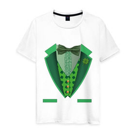Мужская футболка хлопок с принтом Ирландский костюм , 100% хлопок | прямой крой, круглый вырез горловины, длина до линии бедер, слегка спущенное плечо. | st. patrick day | горшок золота | день святого патрика | зеленый | ирландия | клевер | лепрекон | праздники | радуга | трилистник
