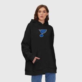 Худи SuperOversize хлопок с принтом St. Louis Blues , 70% хлопок, 30% полиэстер, мягкий начес внутри | карман-кенгуру, эластичная резинка на манжетах и по нижней кромке, двухслойный капюшон
 | st. louis blues tarasenko | нхл