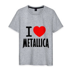 Мужская футболка хлопок с принтом I love Metallica , 100% хлопок | прямой крой, круглый вырез горловины, длина до линии бедер, слегка спущенное плечо. | Тематика изображения на принте: металлика