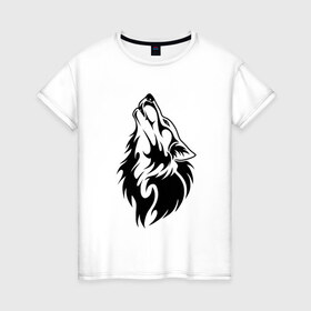 Женская футболка хлопок с принтом Wolf , 100% хлопок | прямой крой, круглый вырез горловины, длина до линии бедер, слегка спущенное плечо | wolf | волк