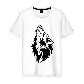 Мужская футболка хлопок с принтом Wolf , 100% хлопок | прямой крой, круглый вырез горловины, длина до линии бедер, слегка спущенное плечо. | wolf | волк