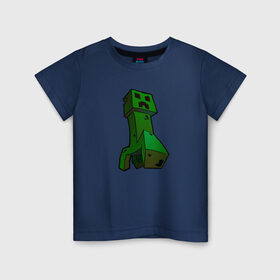 Детская футболка хлопок с принтом Minecraft крипер , 100% хлопок | круглый вырез горловины, полуприлегающий силуэт, длина до линии бедер | крипер