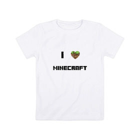 Детская футболка хлопок с принтом Minecraft сердце , 100% хлопок | круглый вырез горловины, полуприлегающий силуэт, длина до линии бедер | 