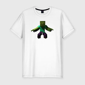 Мужская футболка премиум с принтом Minecraft зомби , 92% хлопок, 8% лайкра | приталенный силуэт, круглый вырез ворота, длина до линии бедра, короткий рукав | зомби