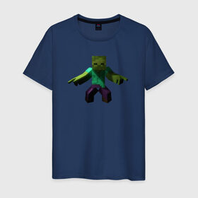 Мужская футболка хлопок с принтом Minecraft зомби , 100% хлопок | прямой крой, круглый вырез горловины, длина до линии бедер, слегка спущенное плечо. | зомби