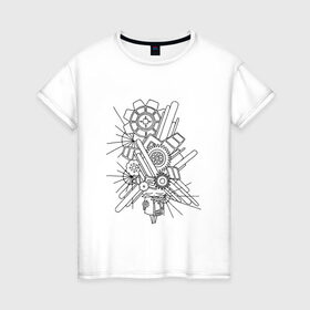 Женская футболка хлопок с принтом робо-граффити , 100% хлопок | прямой крой, круглый вырез горловины, длина до линии бедер, слегка спущенное плечо | граффити | интересные рисунки | механизмы | роботы