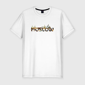 Мужская футболка премиум с принтом Москва - Кремль , 92% хлопок, 8% лайкра | приталенный силуэт, круглый вырез ворота, длина до линии бедра, короткий рукав | moscow | russia | кремль | москва | ночь | огни
