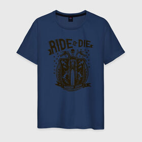 Мужская футболка хлопок с принтом Ride or Die , 100% хлопок | прямой крой, круглый вырез горловины, длина до линии бедер, слегка спущенное плечо. | Тематика изображения на принте: америка | легенда | мото | мотоцикл