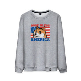 Мужской свитшот хлопок с принтом Doge bless America , 100% хлопок |  | dog | mem | америка | лайка | собака | сша