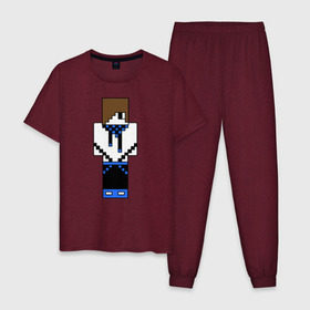 Мужская пижама хлопок с принтом Лололошка майнкрафт , 100% хлопок | брюки и футболка прямого кроя, без карманов, на брюках мягкая резинка на поясе и по низу штанин
 | Тематика изображения на принте: лололошка