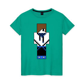 Женская футболка хлопок с принтом Лололошка майнкрафт , 100% хлопок | прямой крой, круглый вырез горловины, длина до линии бедер, слегка спущенное плечо | лололошка