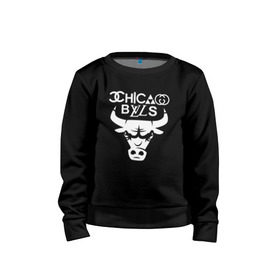 Детский свитшот хлопок с принтом Chicago Bulls fun logo , 100% хлопок | круглый вырез горловины, эластичные манжеты, пояс и воротник | chicago bulls | антибрэнд