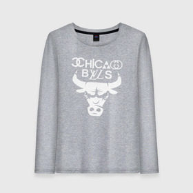 Женский лонгслив хлопок с принтом Chicago Bulls fun logo , 100% хлопок |  | chicago bulls | антибрэнд