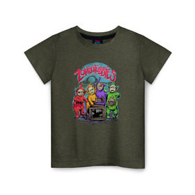 Детская футболка хлопок с принтом Зомбопузики , 100% хлопок | круглый вырез горловины, полуприлегающий силуэт, длина до линии бедер | Тематика изображения на принте: зомби