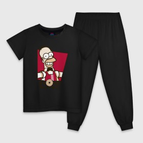 Детская пижама хлопок с принтом Doh , 100% хлопок |  брюки и футболка прямого кроя, без карманов, на брюках мягкая резинка на поясе и по низу штанин
 | Тематика изображения на принте: gomer | homer | симпсонs | симпсоны