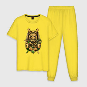Мужская пижама хлопок с принтом Локи фараон , 100% хлопок | брюки и футболка прямого кроя, без карманов, на брюках мягкая резинка на поясе и по низу штанин
 | Тематика изображения на принте: loki