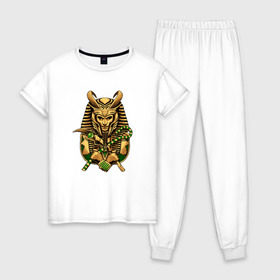 Женская пижама хлопок с принтом Локи фараон , 100% хлопок | брюки и футболка прямого кроя, без карманов, на брюках мягкая резинка на поясе и по низу штанин | Тематика изображения на принте: loki