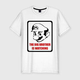 Мужская футболка премиум с принтом Mario Big Brother , 92% хлопок, 8% лайкра | приталенный силуэт, круглый вырез ворота, длина до линии бедра, короткий рукав | марио