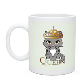 Кружка с принтом Парная футболка королева кошка , керамика | объем — 330 мл, диаметр — 80 мм. Принт наносится на бока кружки, можно сделать два разных изображения | cat | королева | корона | кошка