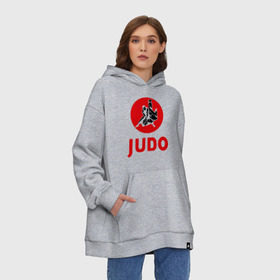 Худи SuperOversize хлопок с принтом Judo , 70% хлопок, 30% полиэстер, мягкий начес внутри | карман-кенгуру, эластичная резинка на манжетах и по нижней кромке, двухслойный капюшон
 | дзюдо