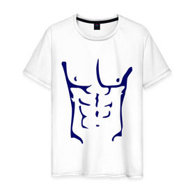 Мужская футболка хлопок с принтом Накаченное тело , 100% хлопок | прямой крой, круглый вырез горловины, длина до линии бедер, слегка спущенное плечо. | идеальный | кубики | пресс | тело | торс