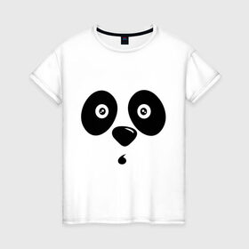 Женская футболка хлопок с принтом Мордочка панды , 100% хлопок | прямой крой, круглый вырез горловины, длина до линии бедер, слегка спущенное плечо | панда