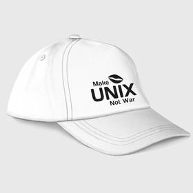 Бейсболка с принтом Make unix, not war , 100% хлопок | классический козырек, металлическая застежка-регулятор размера | Тематика изображения на принте: make | unix | юникс