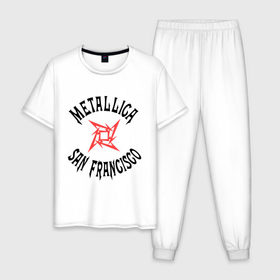 Мужская пижама хлопок с принтом Metallica (San Francisco) , 100% хлопок | брюки и футболка прямого кроя, без карманов, на брюках мягкая резинка на поясе и по низу штанин
 | metallica | san francisco