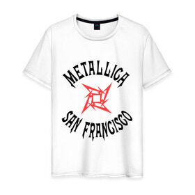 Мужская футболка хлопок с принтом Metallica (San Francisco) , 100% хлопок | прямой крой, круглый вырез горловины, длина до линии бедер, слегка спущенное плечо. | metallica | san francisco