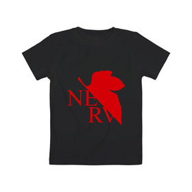 Детская футболка хлопок с принтом Евангелион NERV , 100% хлопок | круглый вырез горловины, полуприлегающий силуэт, длина до линии бедер | Тематика изображения на принте: nerv | аниме | евангелион