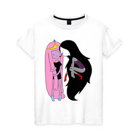 Женская футболка хлопок с принтом Adventure Time Kiss , 100% хлопок | прямой крой, круглый вырез горловины, длина до линии бедер, слегка спущенное плечо | adventure time | время приключений