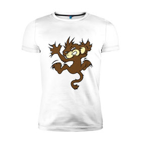 Мужская футболка премиум с принтом Злая обезьяна на футболке , 92% хлопок, 8% лайкра | приталенный силуэт, круглый вырез ворота, длина до линии бедра, короткий рукав | Тематика изображения на принте: злая | мартышка | обезьяна