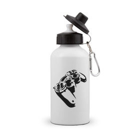 Бутылка спортивная с принтом Геймпад (Джойстик) , металл | емкость — 500 мл, в комплекте две пластиковые крышки и карабин для крепления | джойстик