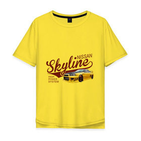 Мужская футболка хлопок Oversize с принтом Nissan Skyline , 100% хлопок | свободный крой, круглый ворот, “спинка” длиннее передней части | nissan skyline | авто | автомобилистам | водителям | машина | ниссан | ретро | тачка
