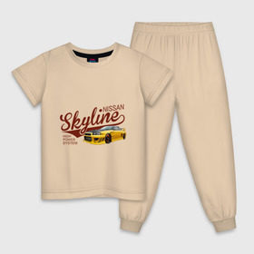 Детская пижама хлопок с принтом Nissan Skyline , 100% хлопок |  брюки и футболка прямого кроя, без карманов, на брюках мягкая резинка на поясе и по низу штанин
 | nissan skyline | авто | автомобилистам | водителям | машина | ниссан | ретро | тачка