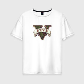 Женская футболка хлопок Oversize с принтом GTA 5 , 100% хлопок | свободный крой, круглый ворот, спущенный рукав, длина до линии бедер
 | gta | для фанатов gtaлого gta | игра
