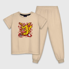 Детская пижама хлопок с принтом Пикачу зомби , 100% хлопок |  брюки и футболка прямого кроя, без карманов, на брюках мягкая резинка на поясе и по низу штанин
 | Тематика изображения на принте: zombie | кровь | моzг | пикачу
