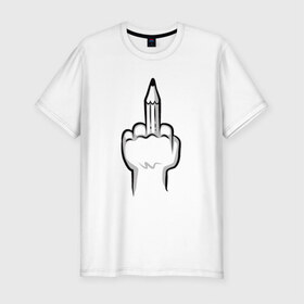 Мужская футболка премиум с принтом Fuck pencil , 92% хлопок, 8% лайкра | приталенный силуэт, круглый вырез ворота, длина до линии бедра, короткий рукав | 