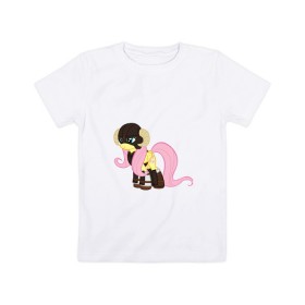 Детская футболка хлопок с принтом Futtershy: SKYRIM , 100% хлопок | круглый вырез горловины, полуприлегающий силуэт, длина до линии бедер | broni | brony | fluttershy | skyrim | пони