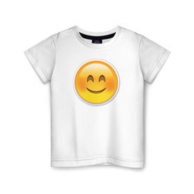 Детская футболка хлопок с принтом Смайл довольный , 100% хлопок | круглый вырез горловины, полуприлегающий силуэт, длина до линии бедер | media | позитив