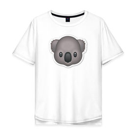 Мужская футболка хлопок Oversize с принтом Смайл коала , 100% хлопок | свободный крой, круглый ворот, “спинка” длиннее передней части | media | позитив