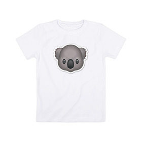 Детская футболка хлопок с принтом Смайл коала , 100% хлопок | круглый вырез горловины, полуприлегающий силуэт, длина до линии бедер | media | позитив