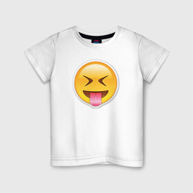Детская футболка хлопок с принтом Смайл сумасшедший , 100% хлопок | круглый вырез горловины, полуприлегающий силуэт, длина до линии бедер | Тематика изображения на принте: media | позитив
