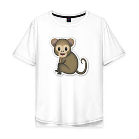 Мужская футболка хлопок Oversize с принтом Смайл обезьянка , 100% хлопок | свободный крой, круглый ворот, “спинка” длиннее передней части | media | позитив