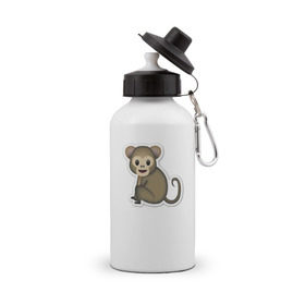 Бутылка спортивная с принтом Смайл обезьянка , металл | емкость — 500 мл, в комплекте две пластиковые крышки и карабин для крепления | media | позитив