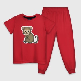 Детская пижама хлопок с принтом Смайл обезьянка , 100% хлопок |  брюки и футболка прямого кроя, без карманов, на брюках мягкая резинка на поясе и по низу штанин
 | media | позитив
