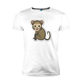 Мужская футболка премиум с принтом Смайл обезьянка , 92% хлопок, 8% лайкра | приталенный силуэт, круглый вырез ворота, длина до линии бедра, короткий рукав | media | позитив