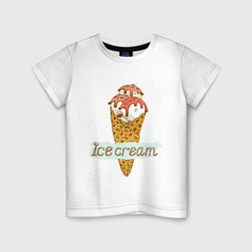 Детская футболка хлопок с принтом ice cream 1 , 100% хлопок | круглый вырез горловины, полуприлегающий силуэт, длина до линии бедер | 
