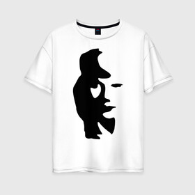 Женская футболка хлопок Oversize с принтом саксофонист или девушка , 100% хлопок | свободный крой, круглый ворот, спущенный рукав, длина до линии бедер
 | восприятие | девушка | иллюзия | оптическая иллюзия | саксофонист